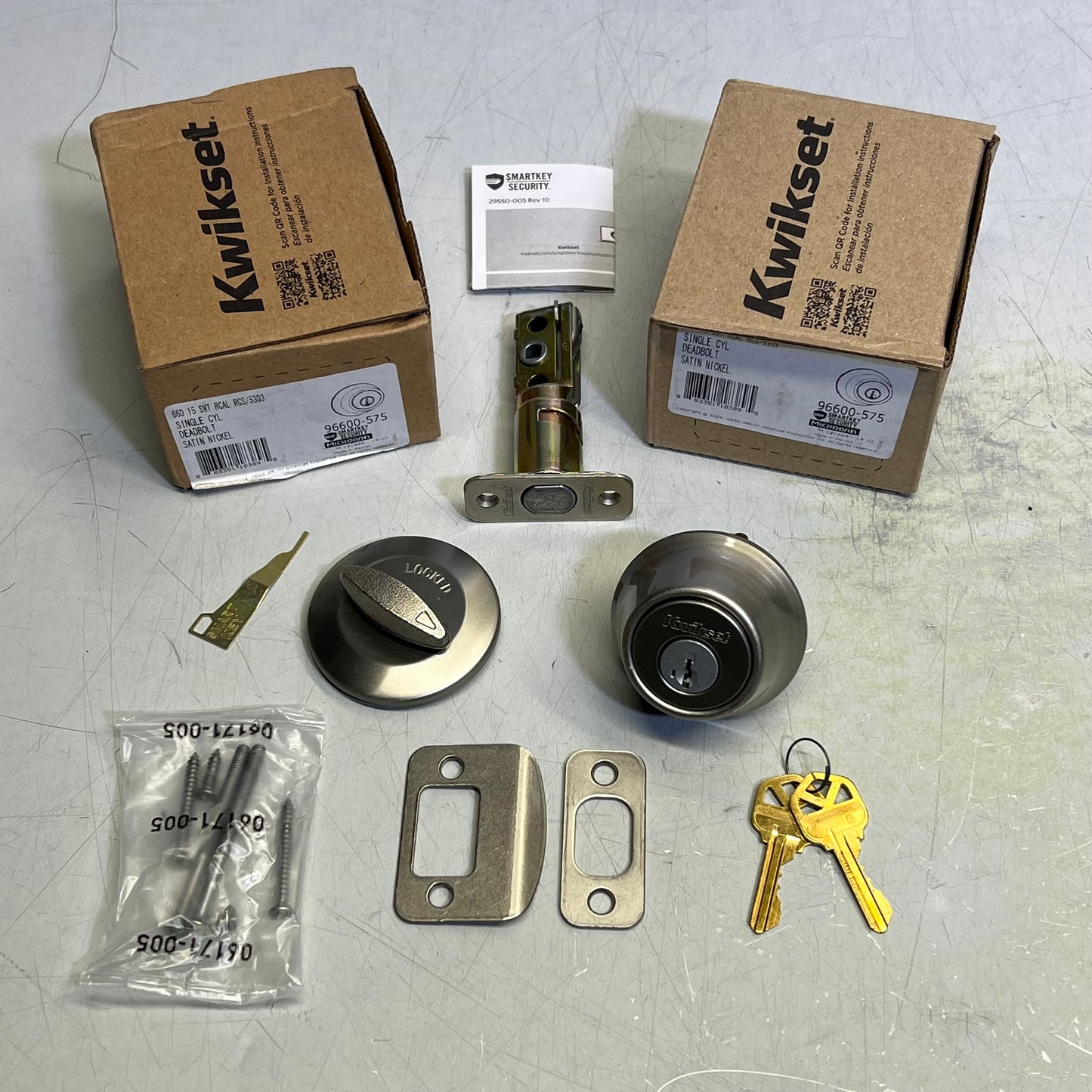 KWIKSET (2 PACK) 660 Series Single Cylinder Deadbolt Satin Nickel 96600-575