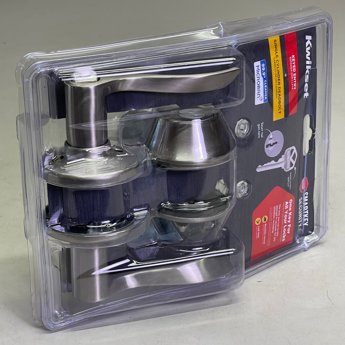 KWIKSET Balboa Entry Door Lever & Deadbolt 2-3/4" Satin Nickel 96900-420