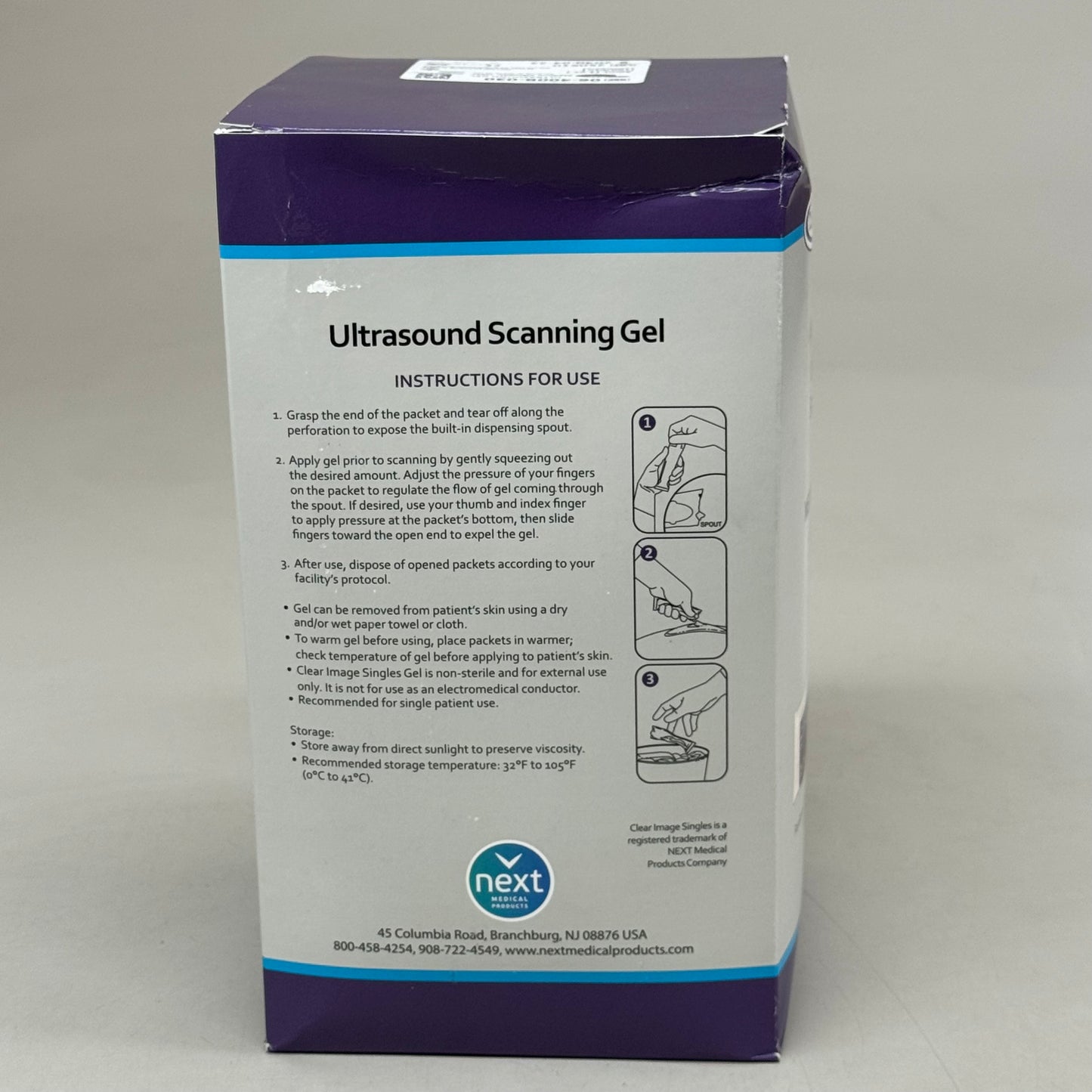 SINGLES  (100 Gel Packets) Medium Viscosity Ultrasound Scanning Gel  1fl oz per packet (New Other- Slight Damage To Package)