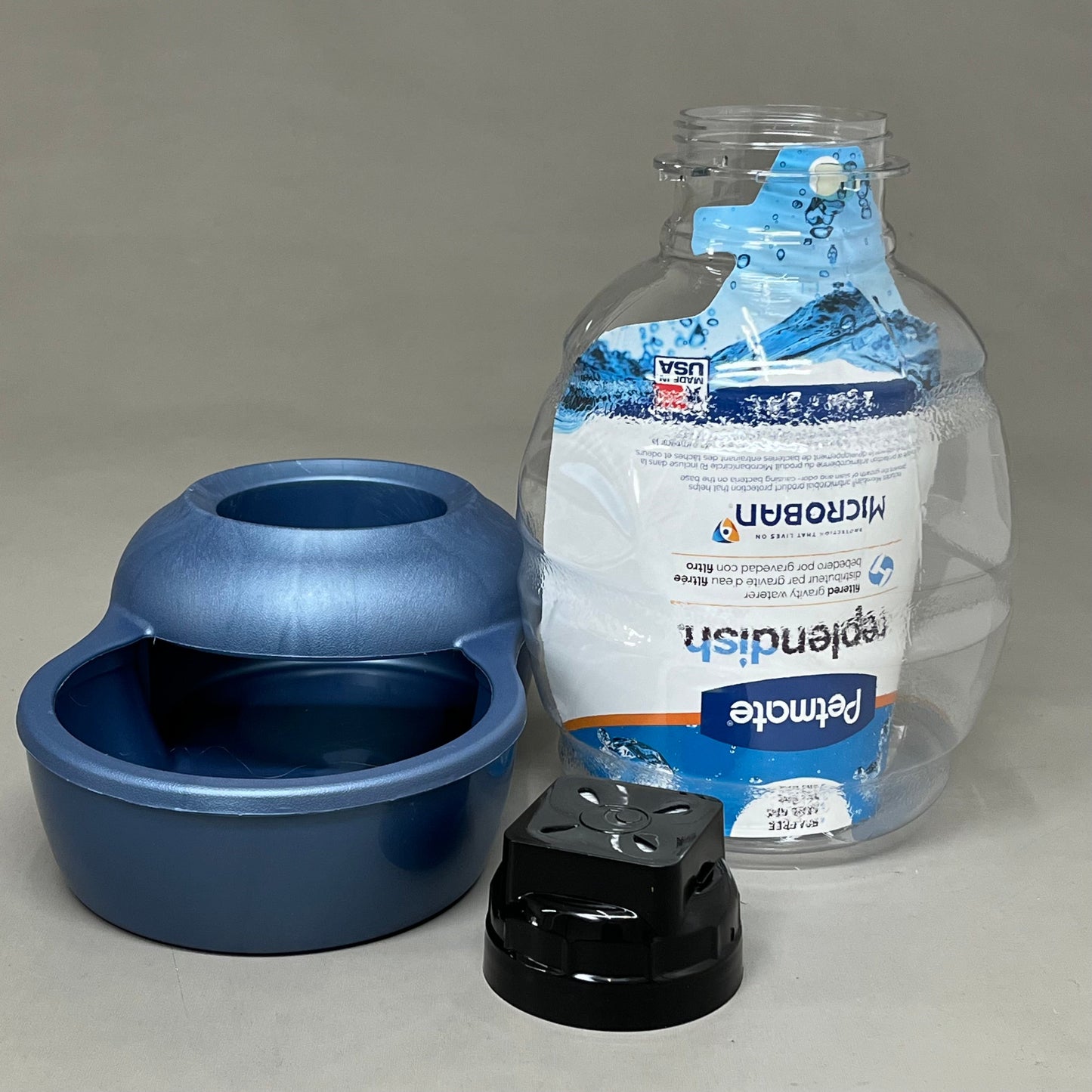 ZA@ PETMATE Pearl Replenish Waterer w/ Microban Small Breeds 1Gal Peacock Blue 24496 A