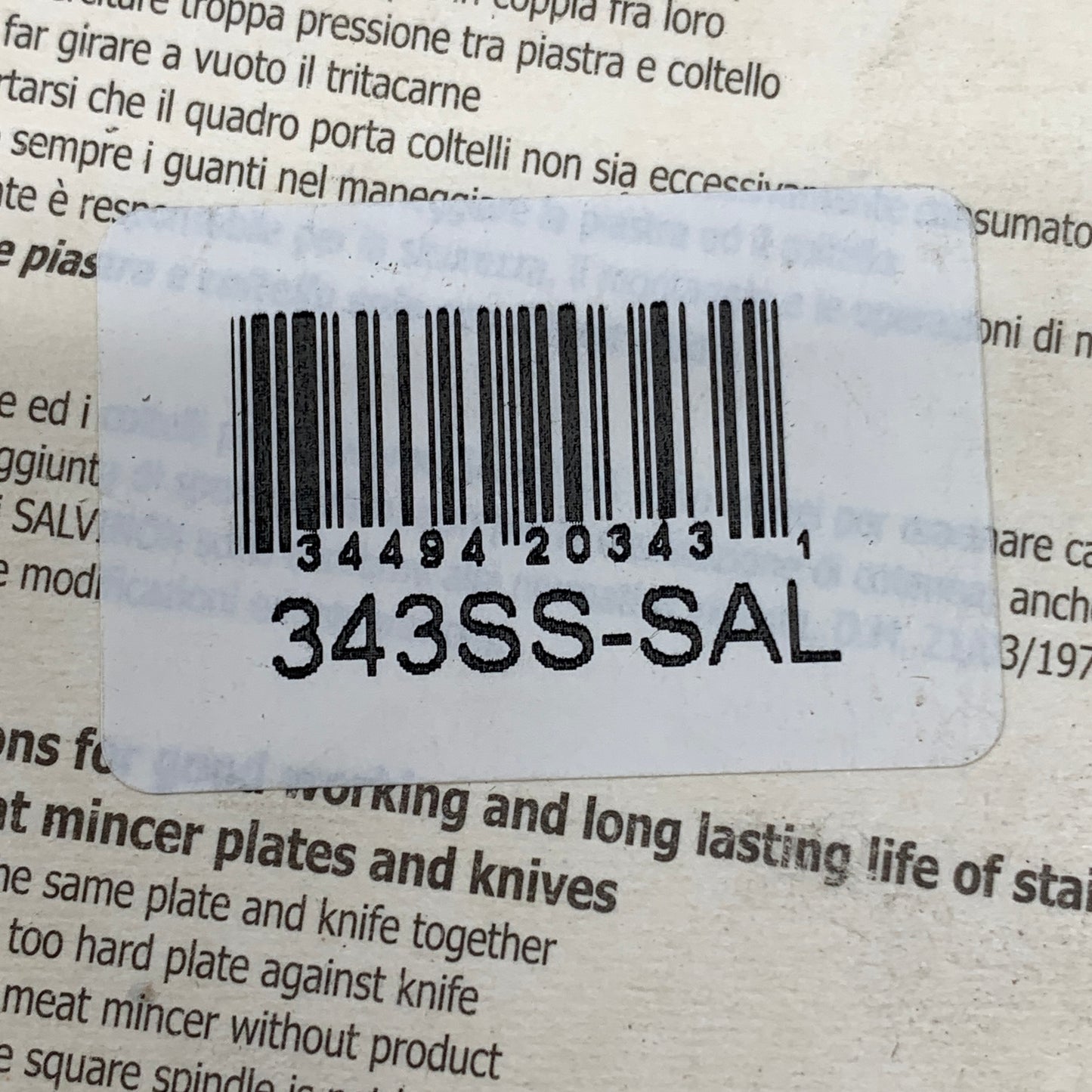 LEM #8 Salvinox Grinder Plate 3mm (1/8") 343SS-SAL