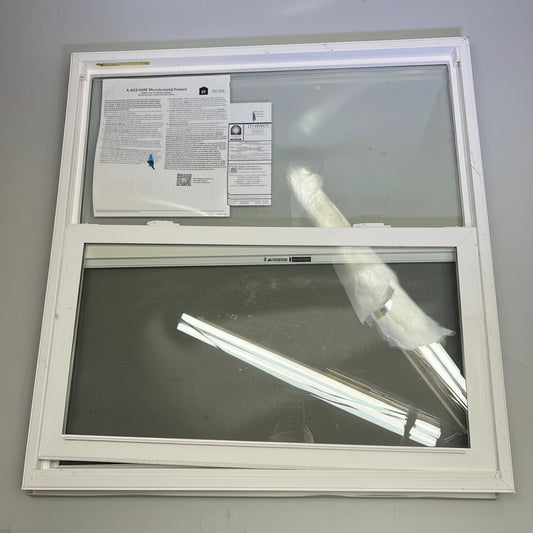 ZA@ JELD-WEN V-2500 Series Single Hung Vinyl Low-E 35.75" X 37.5" White LT2308 (As-Is)