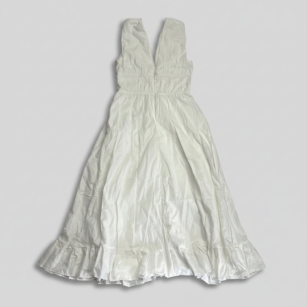 PEIXOTO Plunging V-neck Ava Midi Dress W/ Pockets Women's Sz S White 46018-WHT