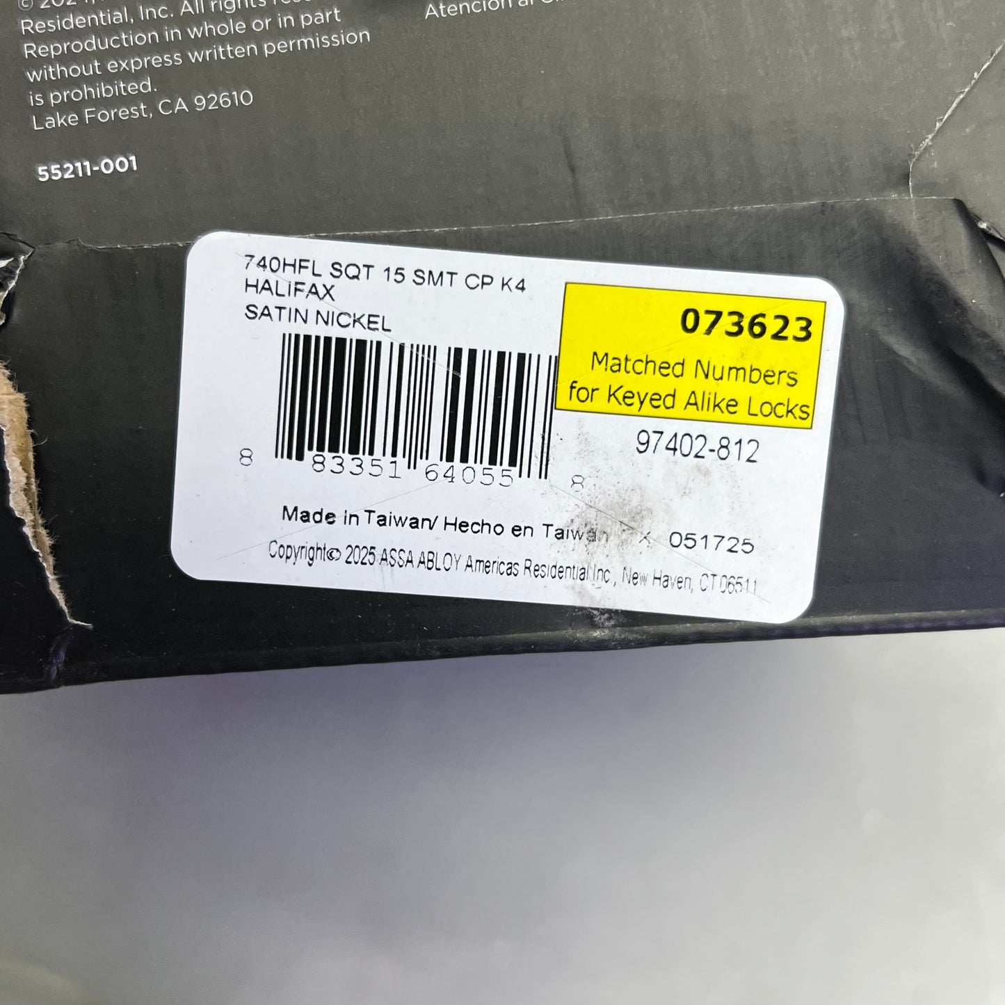 KWIKSET Contemporary Halifax Square Lever Keyed Entry Satin Nickel 97402-812