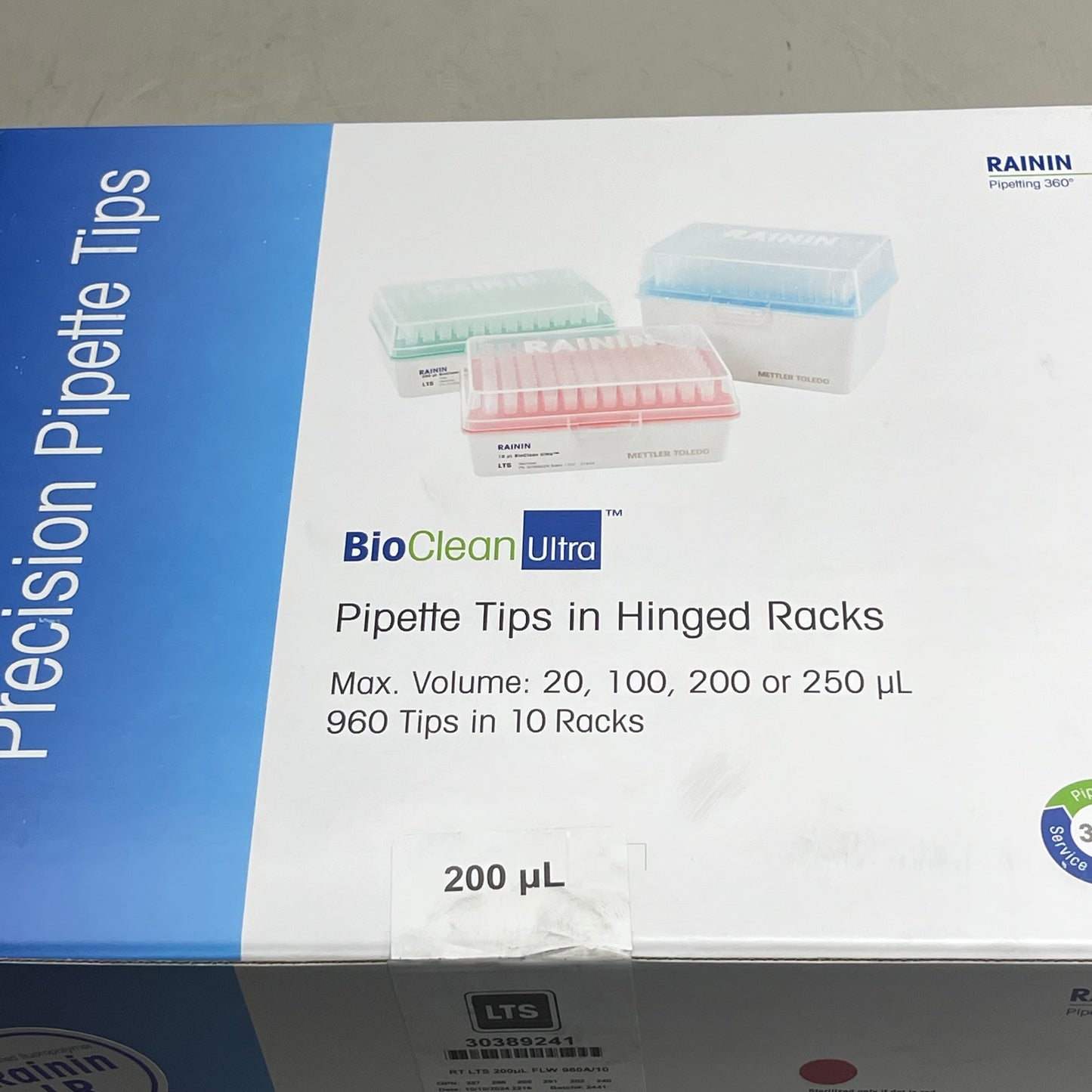 RAININ LR Bioclean Ultra Pipette Tip In Hinge Rack 960 tips in 10 racks 30389241
