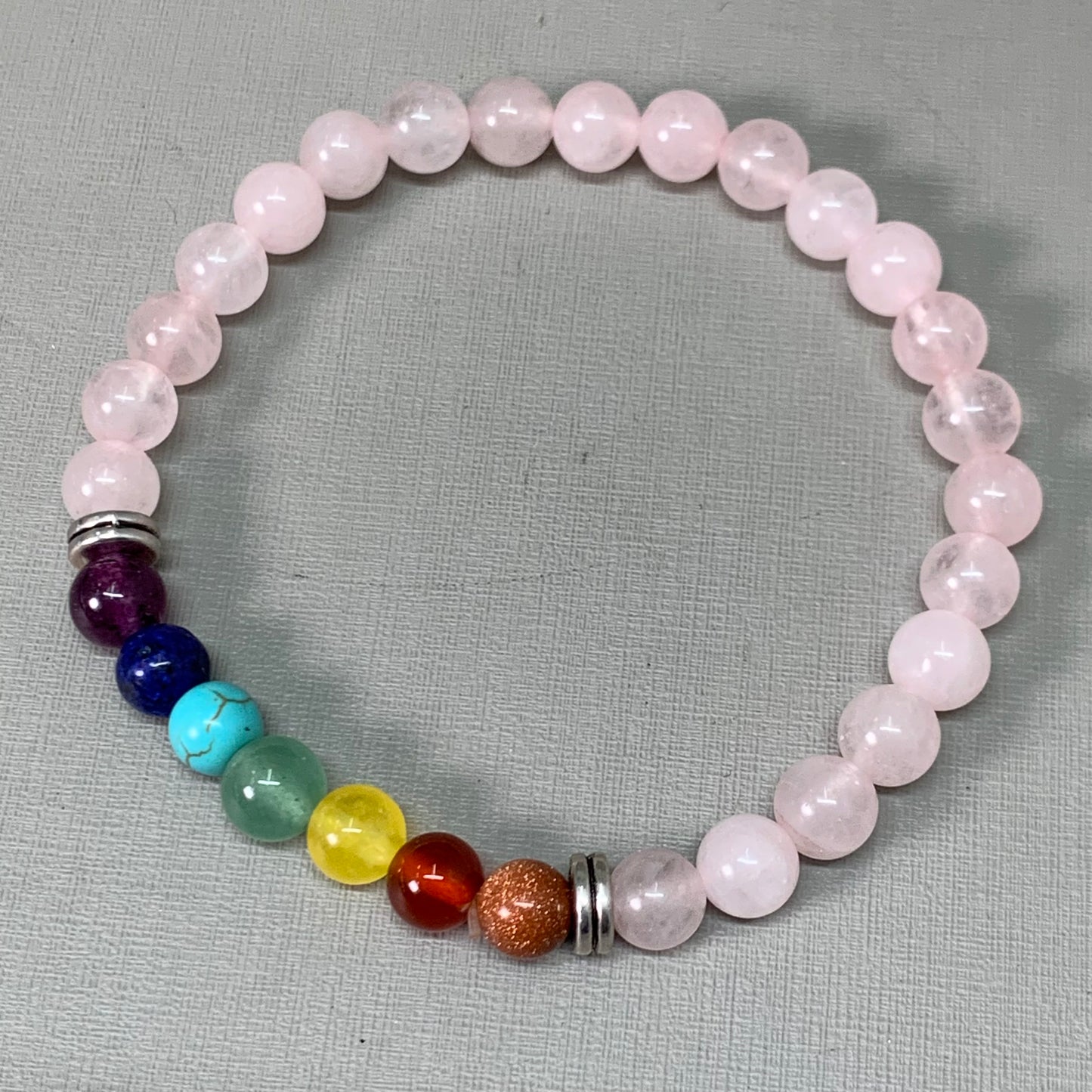 BEST WHOLESALE (12 PACK) Assorted Beaded Rose Quartz/Rainbow Crystal Bracelets 3"