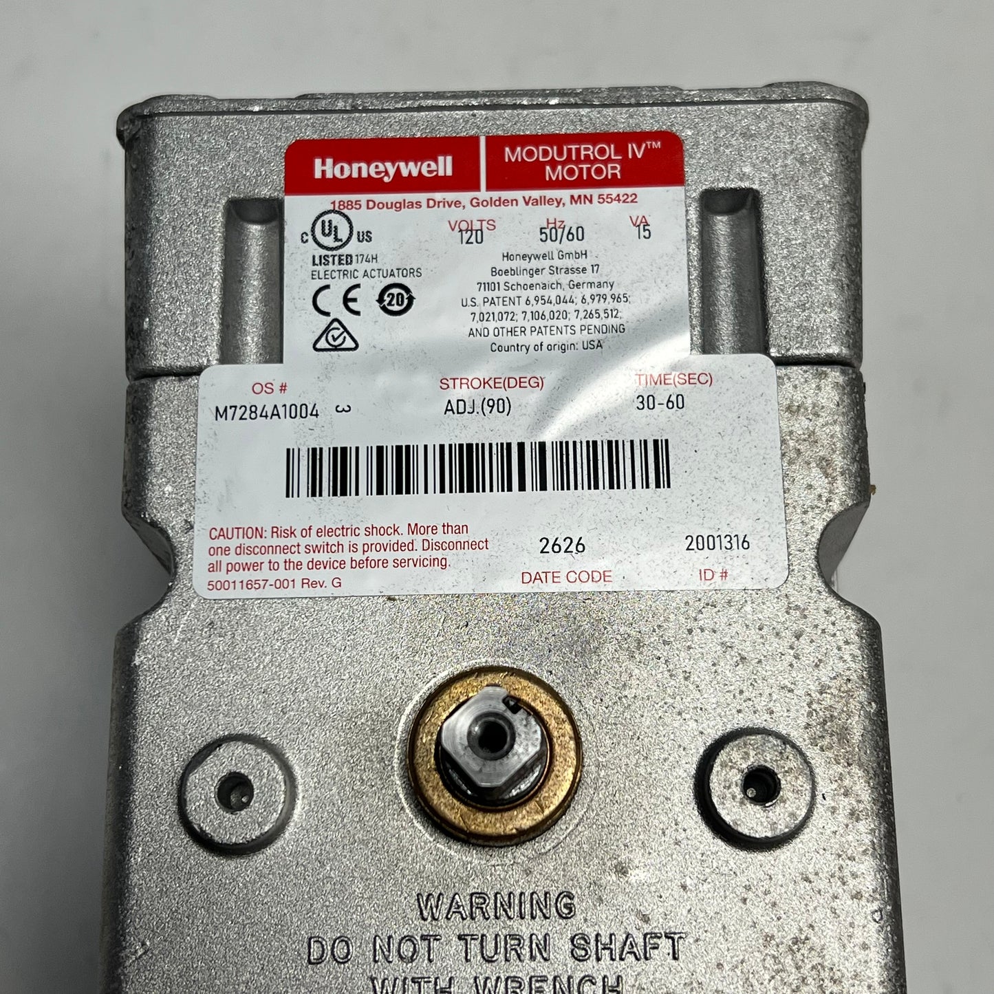 HONEYWELL Non-spring Return Foot Mounted Actuator 120V 150 lb-in. M7284A1004