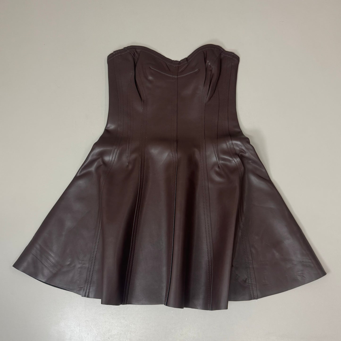 NORMA KAMALI Strapless Grace Mini Dress Unlined Women's Sz S/36 Chocolate
