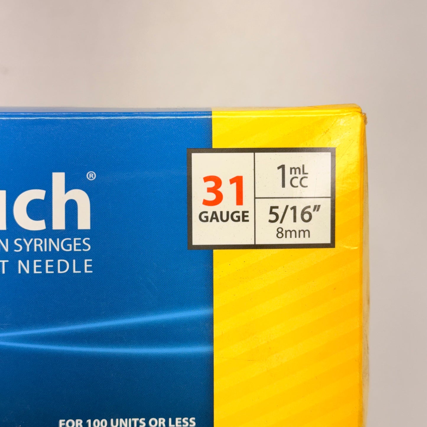 EASY TOUCH (100 PACK) U-100 Insulin Syringes 31 Gauge 1ml CC 5/16" 831165 (New Other)