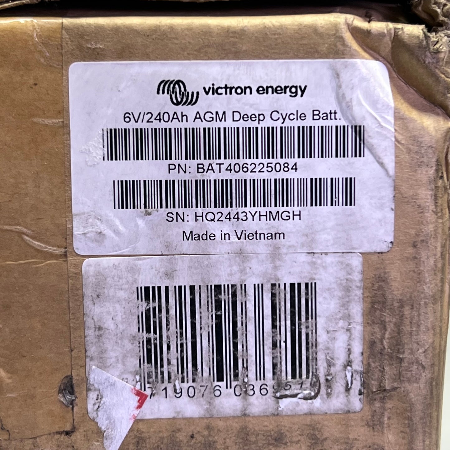 VICTRON ENERGY AGM Deep Cycle Battery 6V-240AH Grey AGM 6-240 (New Other, Distressed Box)