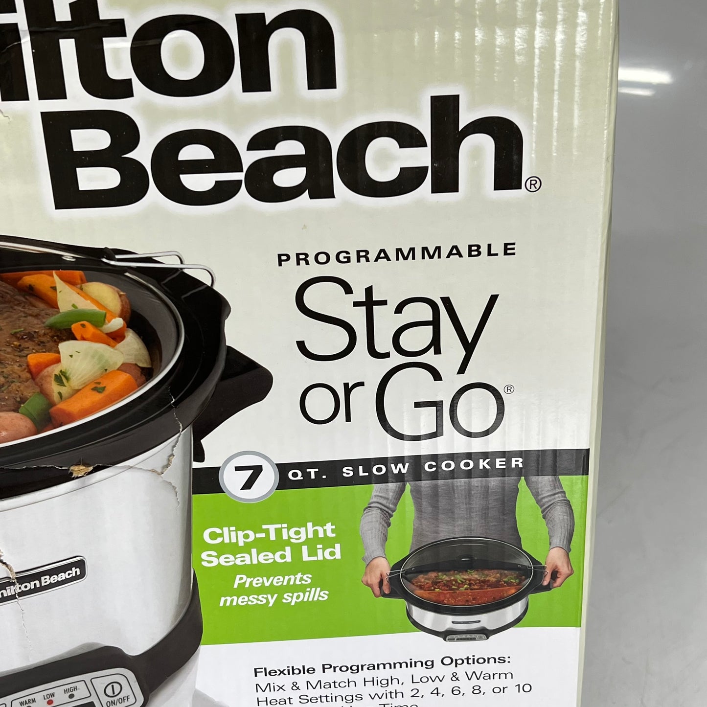 HAMILTON BEACH Stay or Go Programmable Slow Cooker W/ Party Dipper 7 qt 33477FG