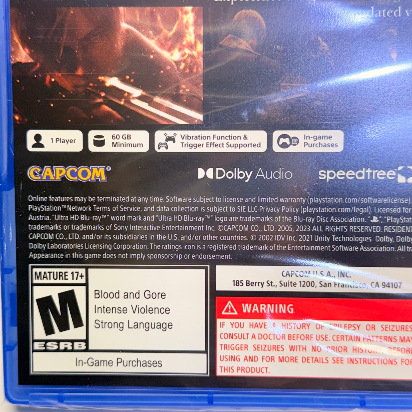 CAPCOM Resident Evil 4 For Play Station 5 1 Player 60GB Minimun 58013E