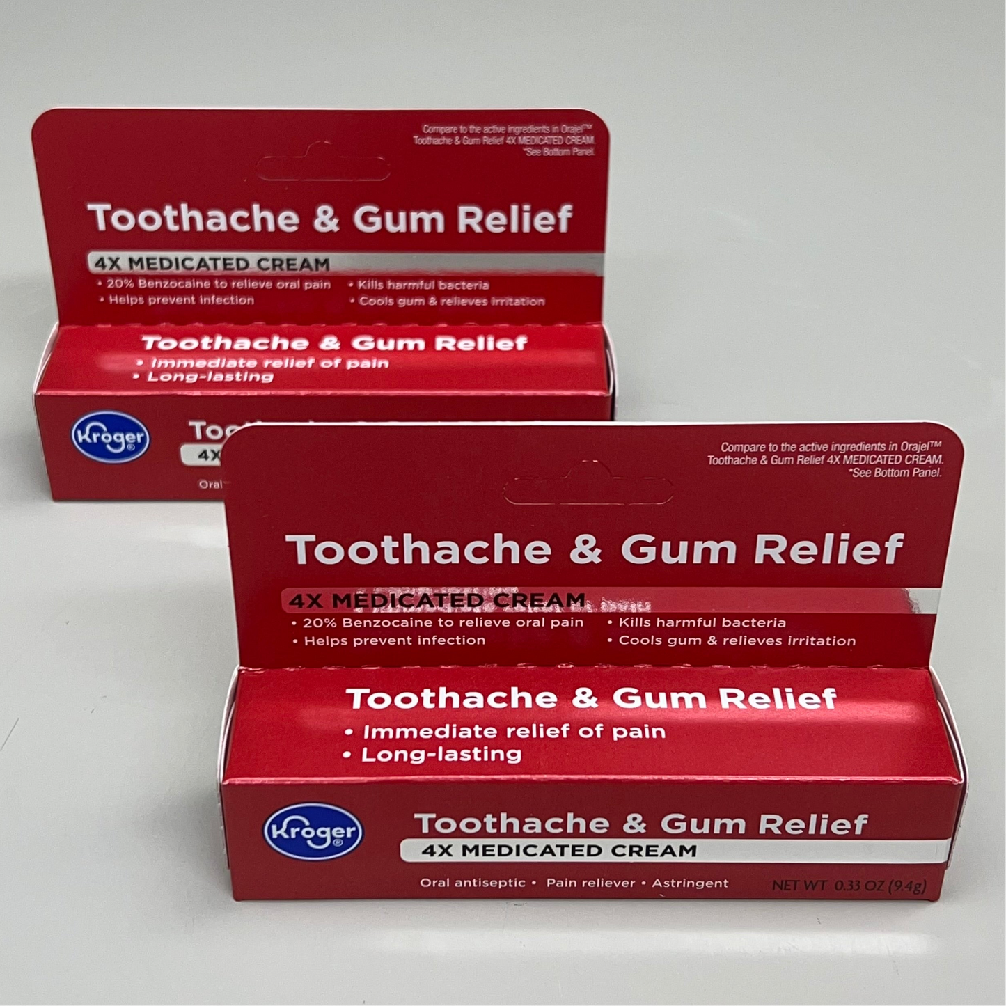 KROGER (2 PACK) Toothache & Gum Relief 4X Medicated Cream 0.33oz BB 04/26