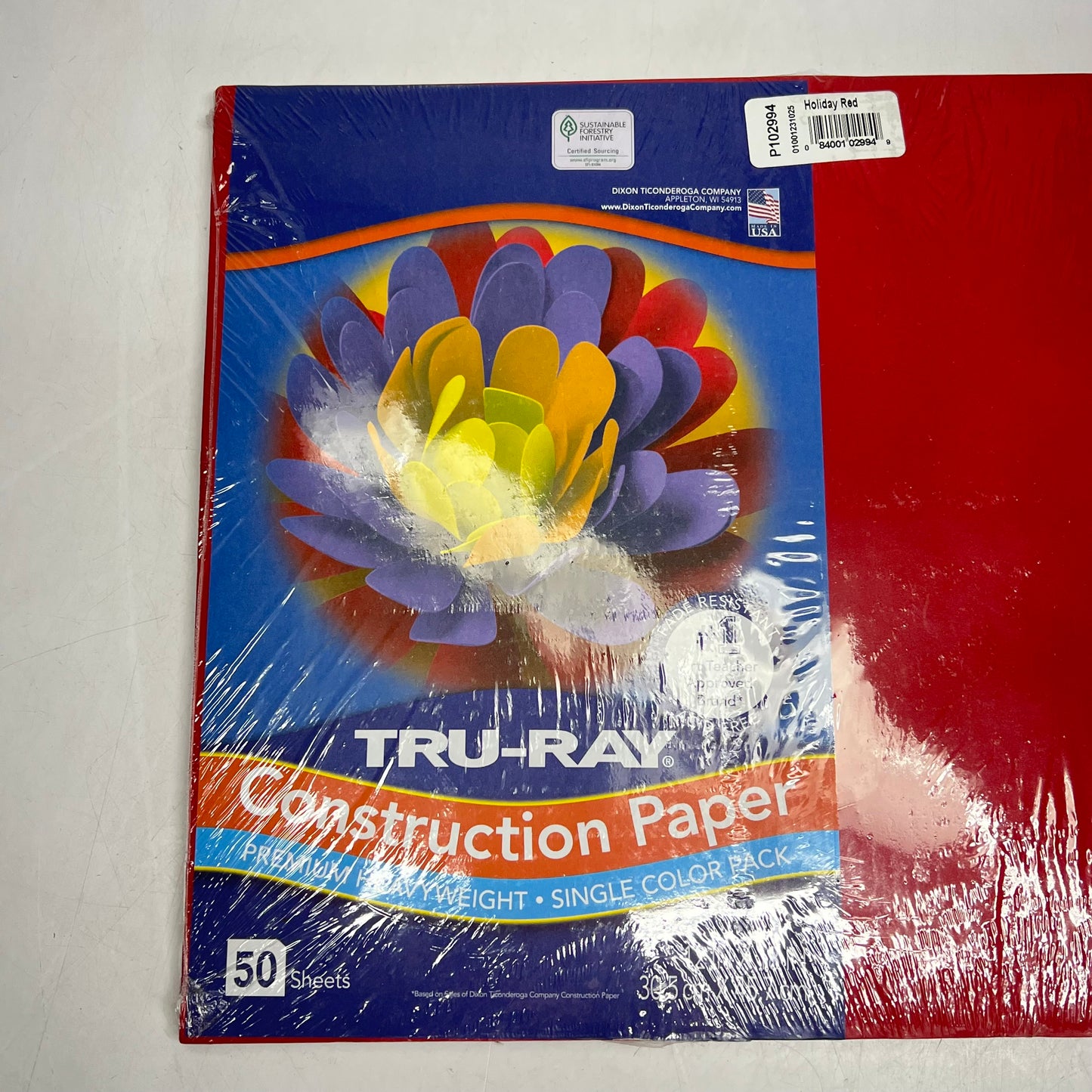 ZA@ TRU-RAY (3 PACK, 50 SHEETS EACH) Premium Construction Paper 12"x18" Holiday Red P102994 (As-Is)