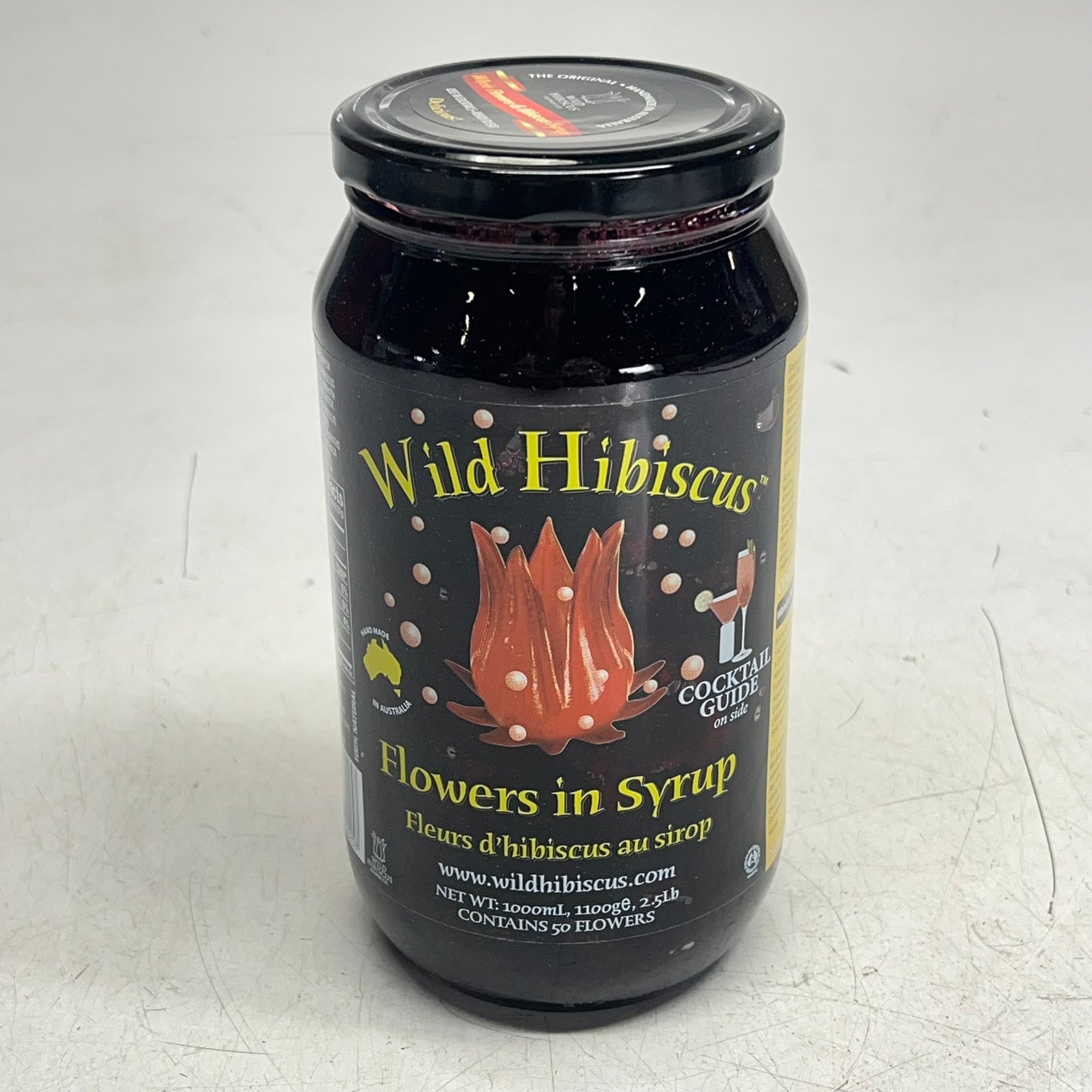 WILD HIBISCUS FLOWER (50 FLOWERS) Wild Hibiscus Flowers In Syrup 2.5lb BB 06/29