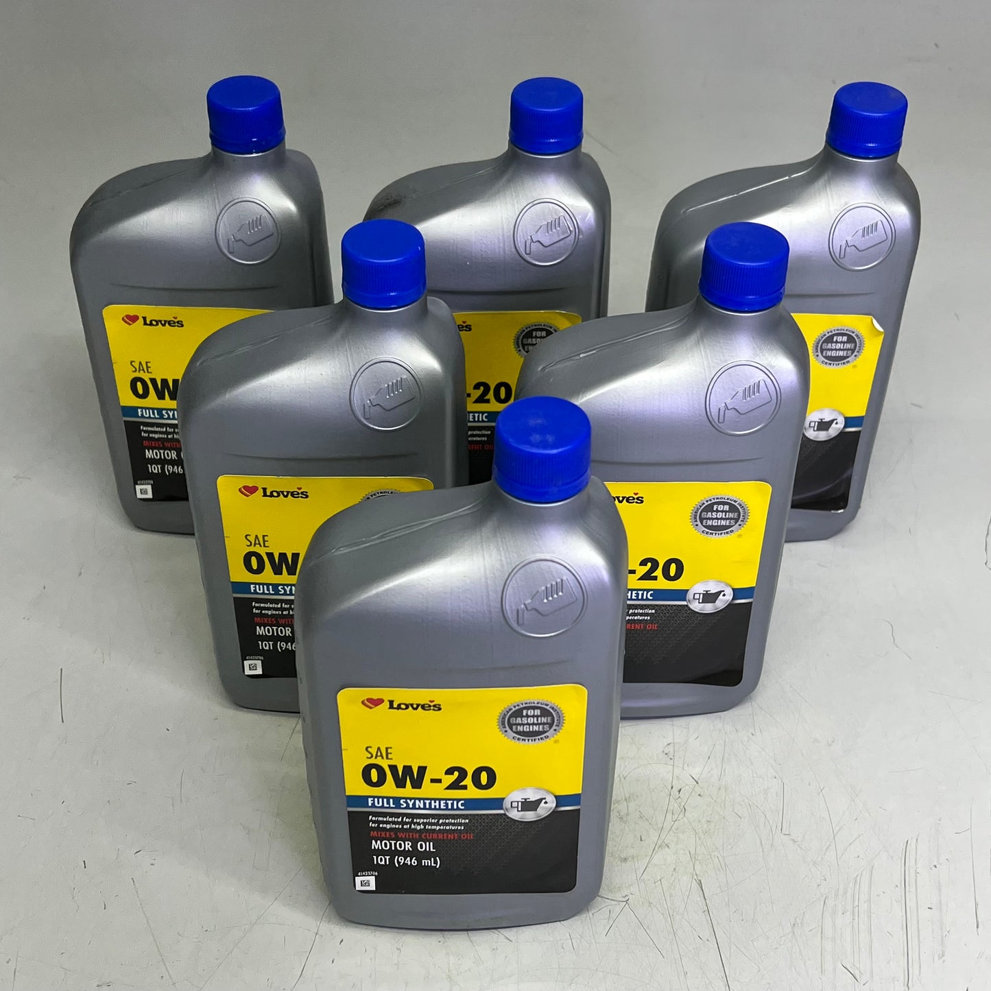 ZA@ LOVE'S (6 PACK, 1 QUART EACH) Motor Oil SAE 0W-20 Full Synthetic