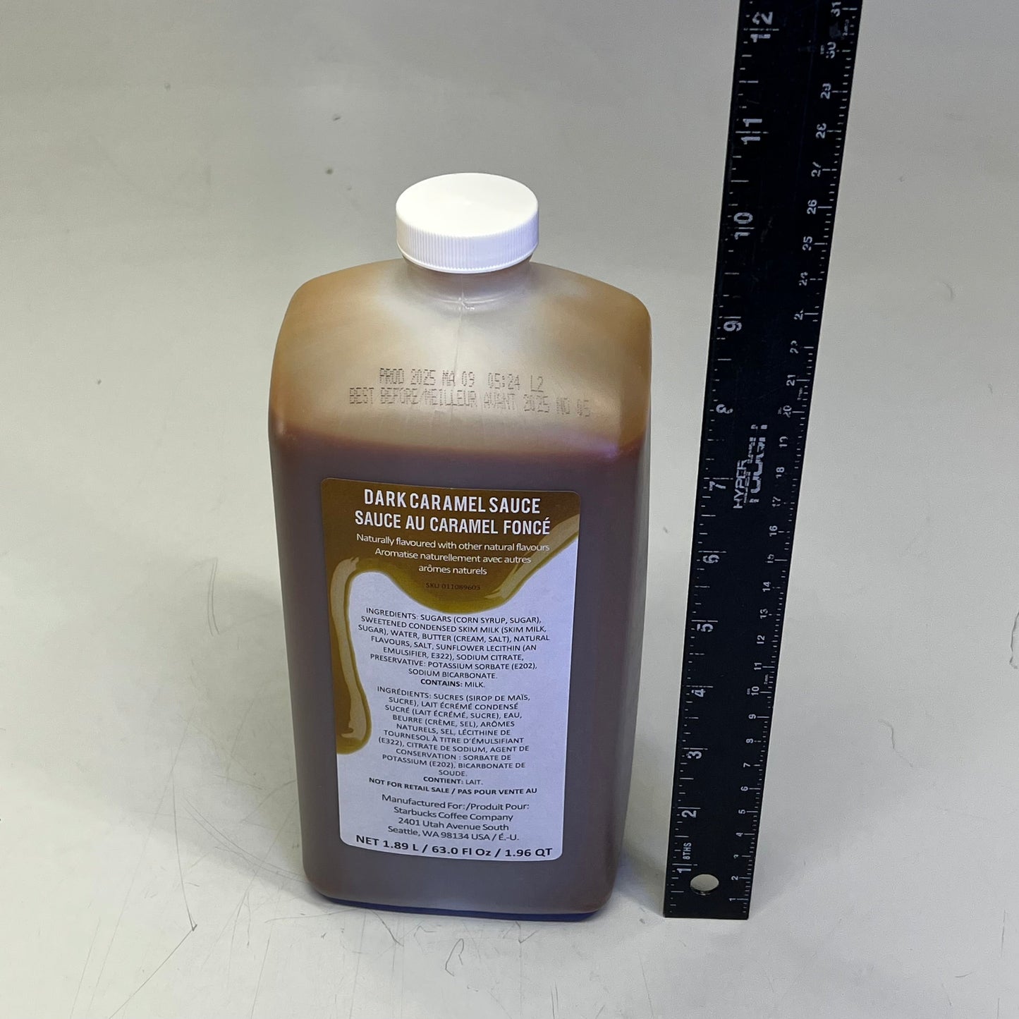 ZA@ STARBUCKS (4 PACK) Dark Caramel Sauce for Beverages 1.89 L BB 11/25 A