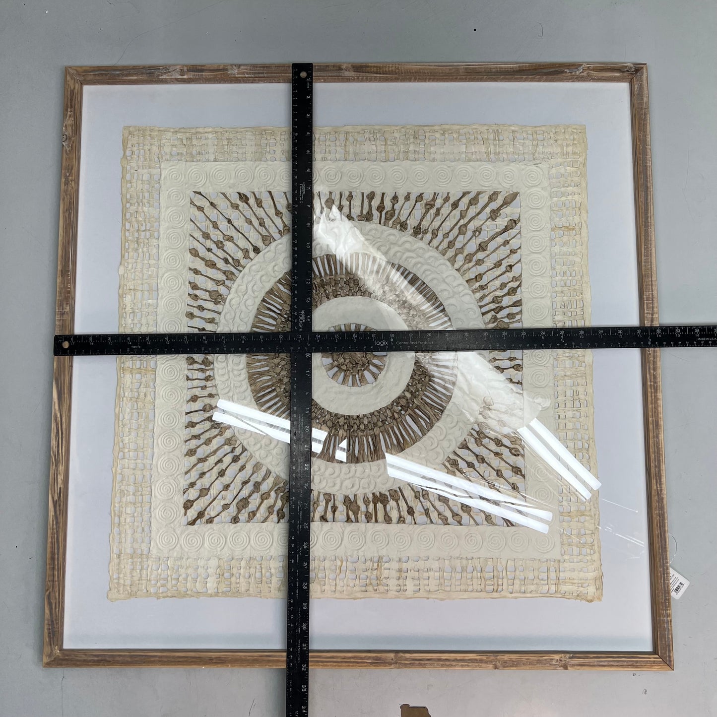 RAZ IMPORTS 2024 Paper Mache Framed Wall Art 32" Tan/White 4428005