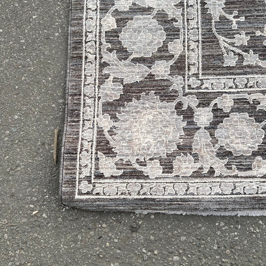 ZA@ NOURISON & HOME Dawn Area Floral Diamond Design  7'x9' Light Grey/Charcoal DAW02 CHARC (Return - Damaged/Dirty Outer Edge)