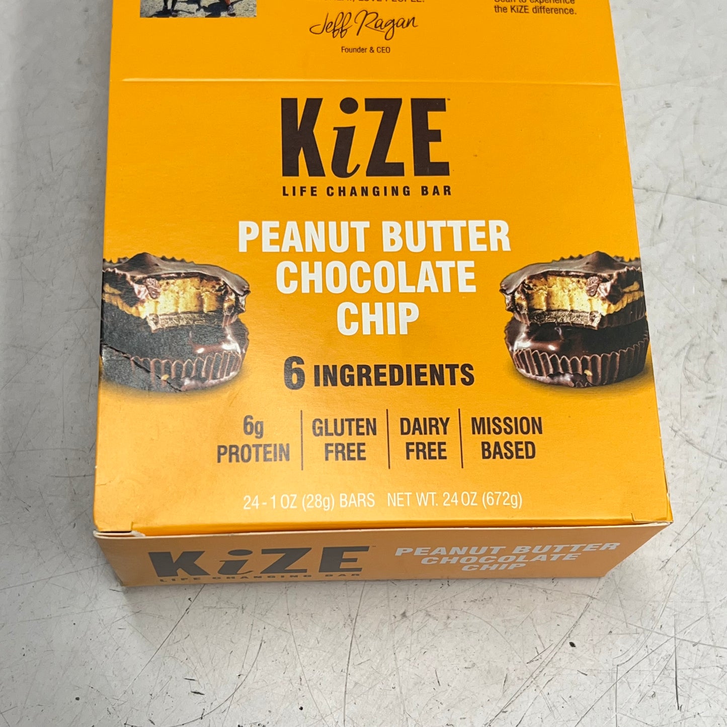 KIZE (24 PACK) Peanut Butter Chocolate Chip Protein Bars  1oz Each BB 03/27