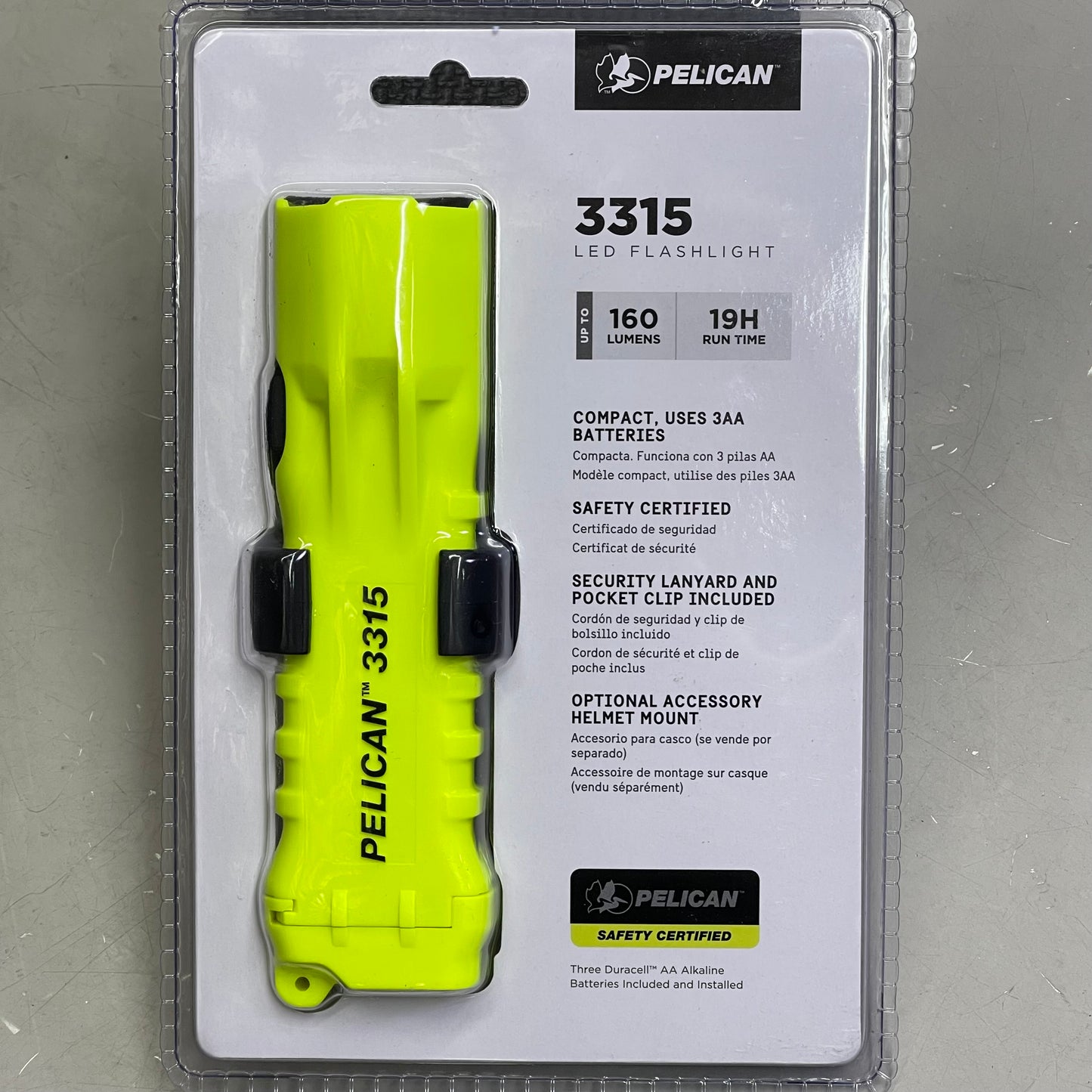 PELICAN 3315 LED Waterproof Flashlight 19-hour Neon Yellow ‎033150-0103-245