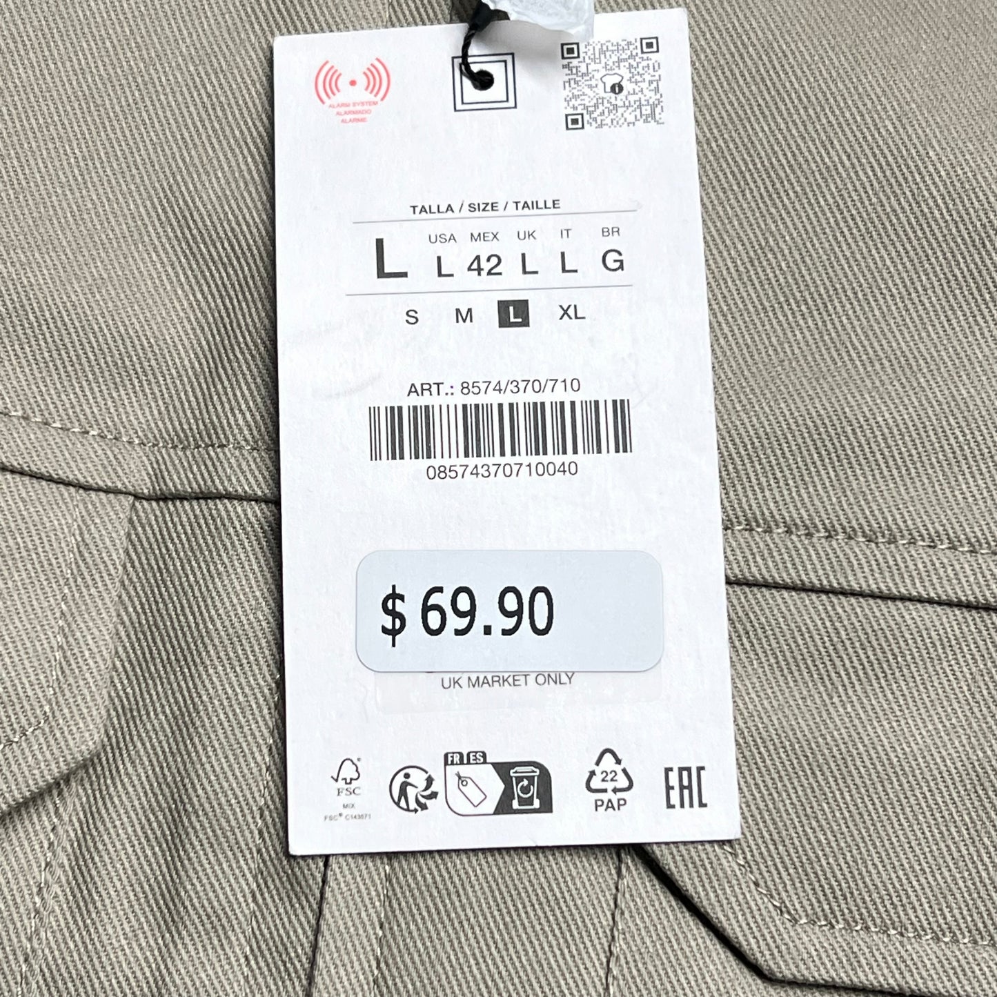 ZA@ ZARA (3 PACK) Canvas Quilted Jackets Women's Sz L Multicolor/ Tan