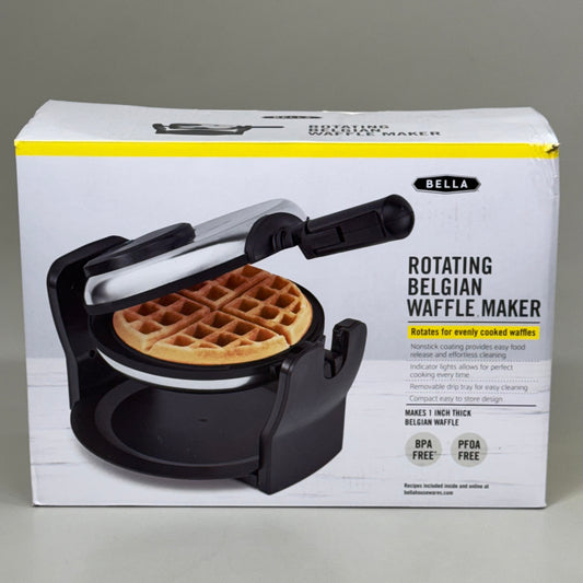 BELLA Compact Rotating Belgian Waffle Maker BPA FREE Stainless Steel As-is