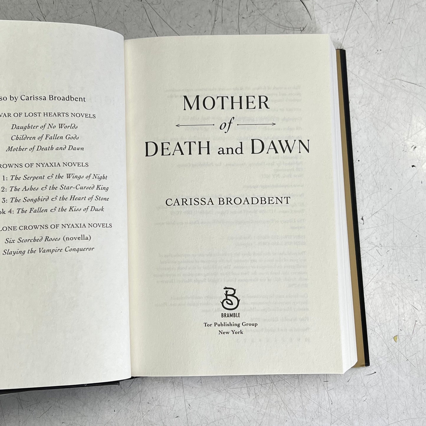 MOTHER OF DEATH & DAWN Hardcover #3 War Of Lost Hear Series By Carissa Broadbent