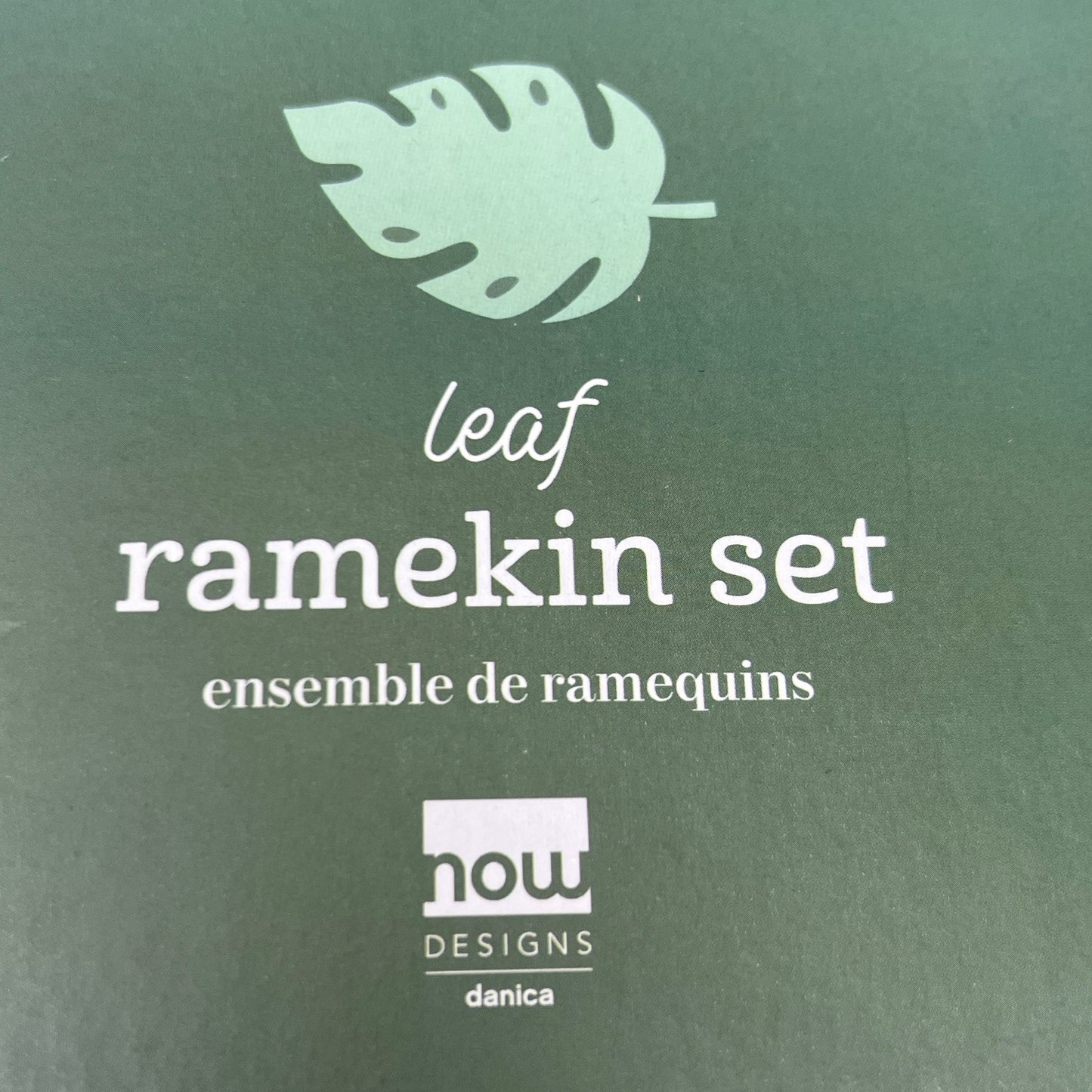 NOW DESIGNS Set of 4 Leaf Ramekin Soufflé Dish 6 oz / 177mL Green L68006 (New)