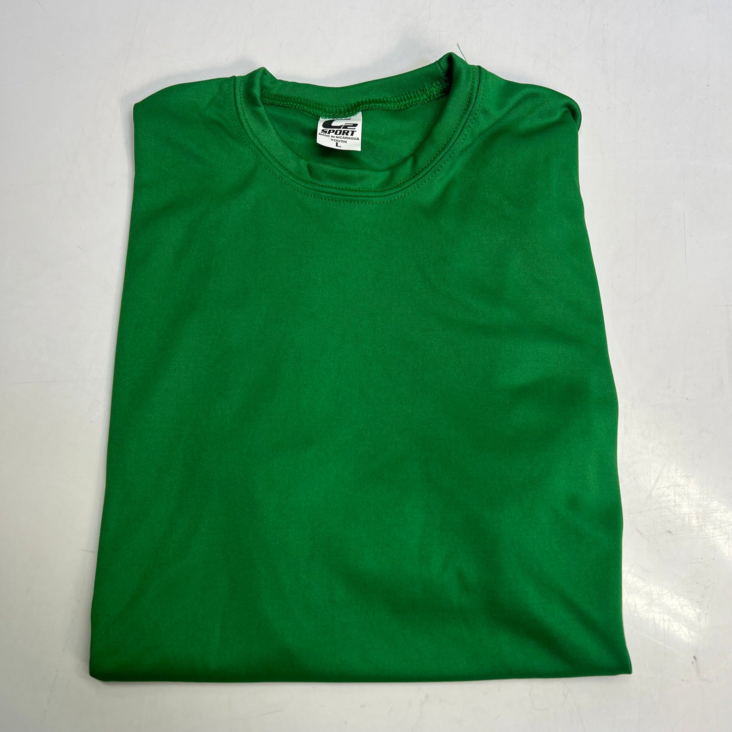 C2 SPORT (5 PACK) Moisture Wick Short Sleeve Work Shirts Youth Sz L Green