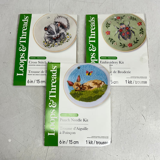 LOOPS & THREADS Punch Needle Kit, Cross Stitch Kit & Embroidery Kit  6" 797609