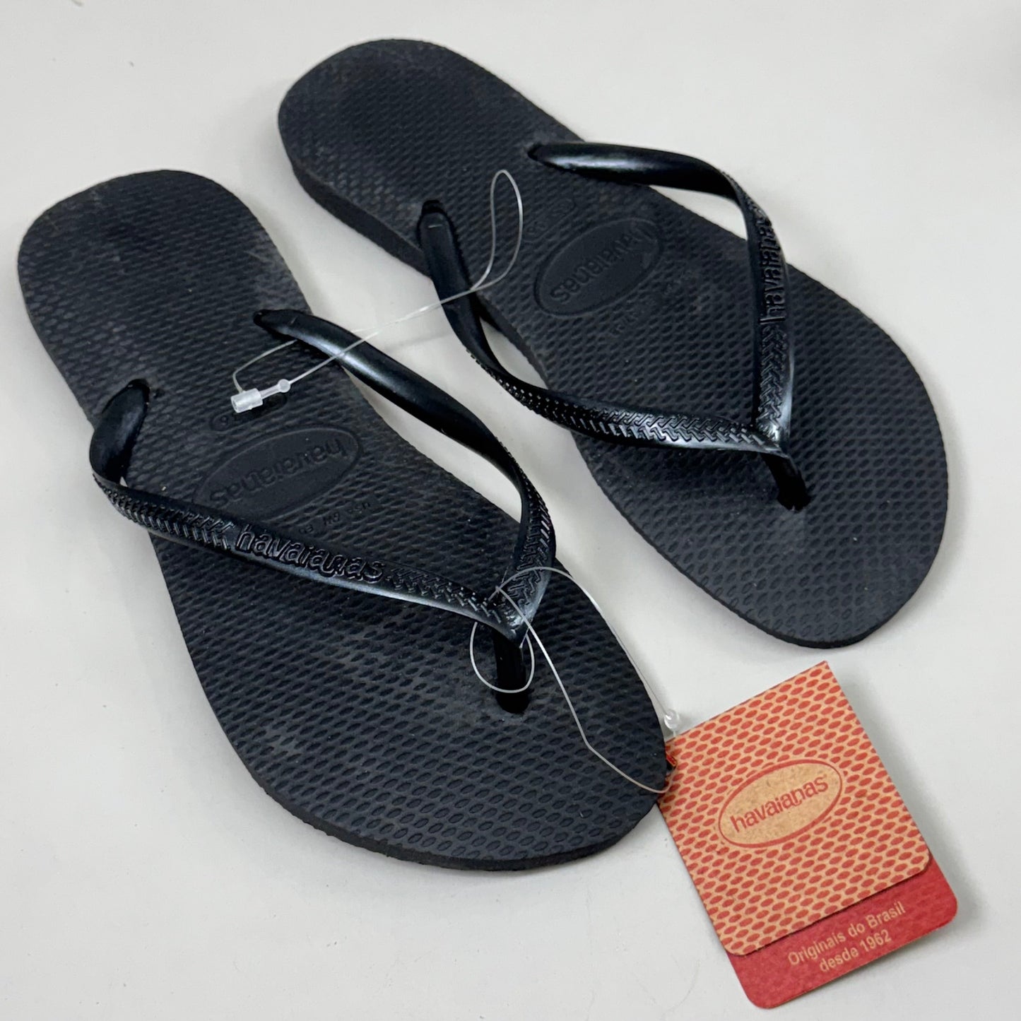 ZA@ HAVAIANAS High Quality Rubber Slim Flip Flops Non-Slip Women's 6 Black 400030 H