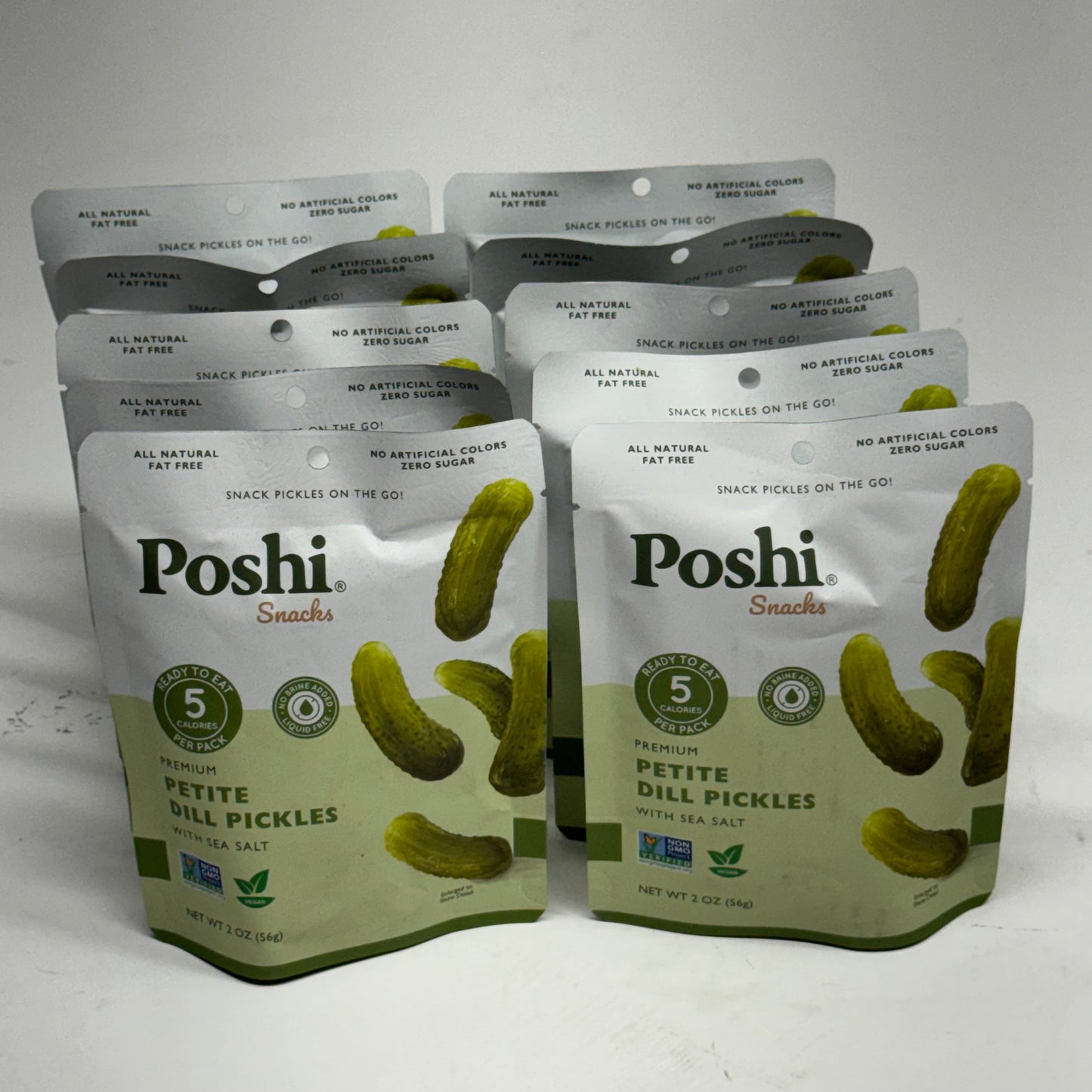 ZA@ POSHI (10 PACK) Petite Dill Pickles with Sea Salt 2 oz. BB 05/27