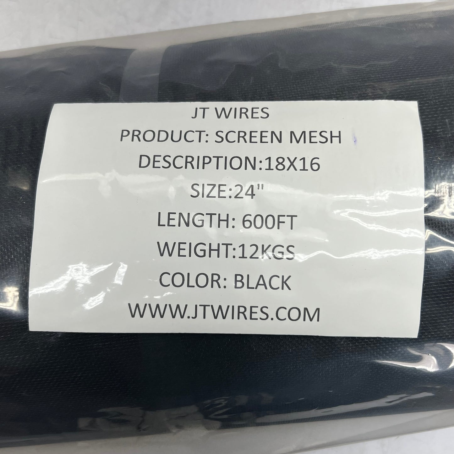 JT WIRES Invisible Screen Mesh Rolls Sz 24" x 600 ft Black
