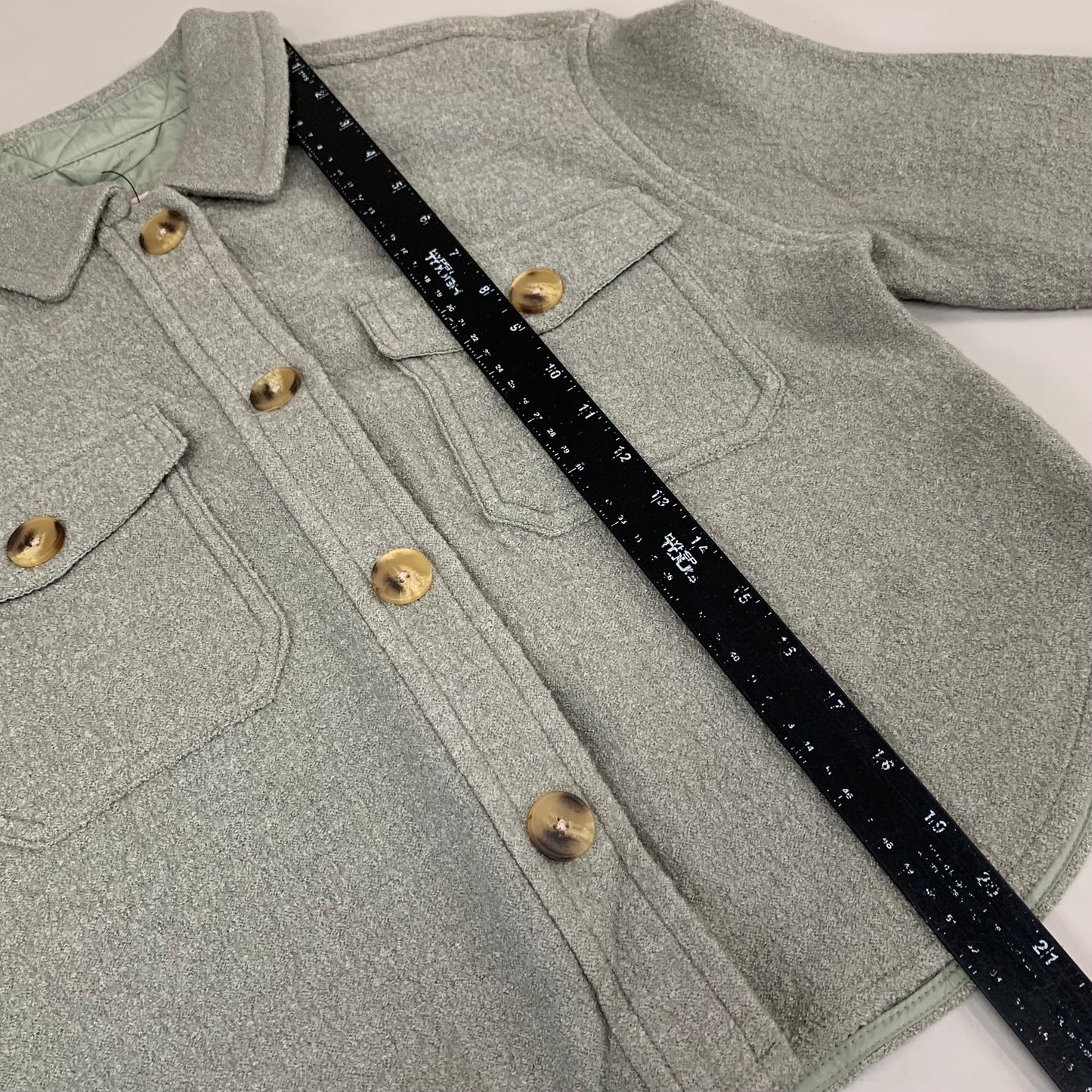 LEVI'S Front Button Cropped Jacket W/ Laydown Collar Women's Small Tea Green 595450040