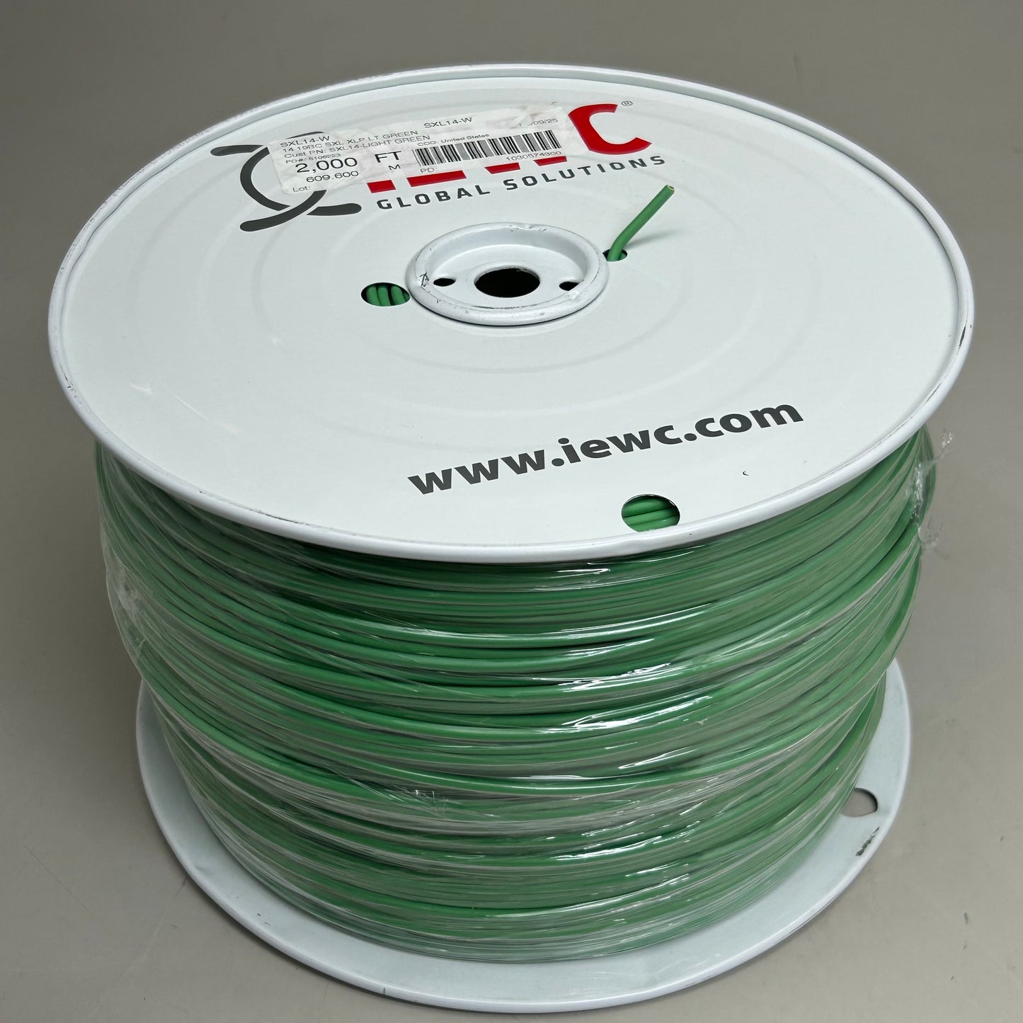 IEWC Stranded Bare Copper Primary Insulated Wire 2,000' (New Other-Slightly Damaged) Light Green SXL14-W