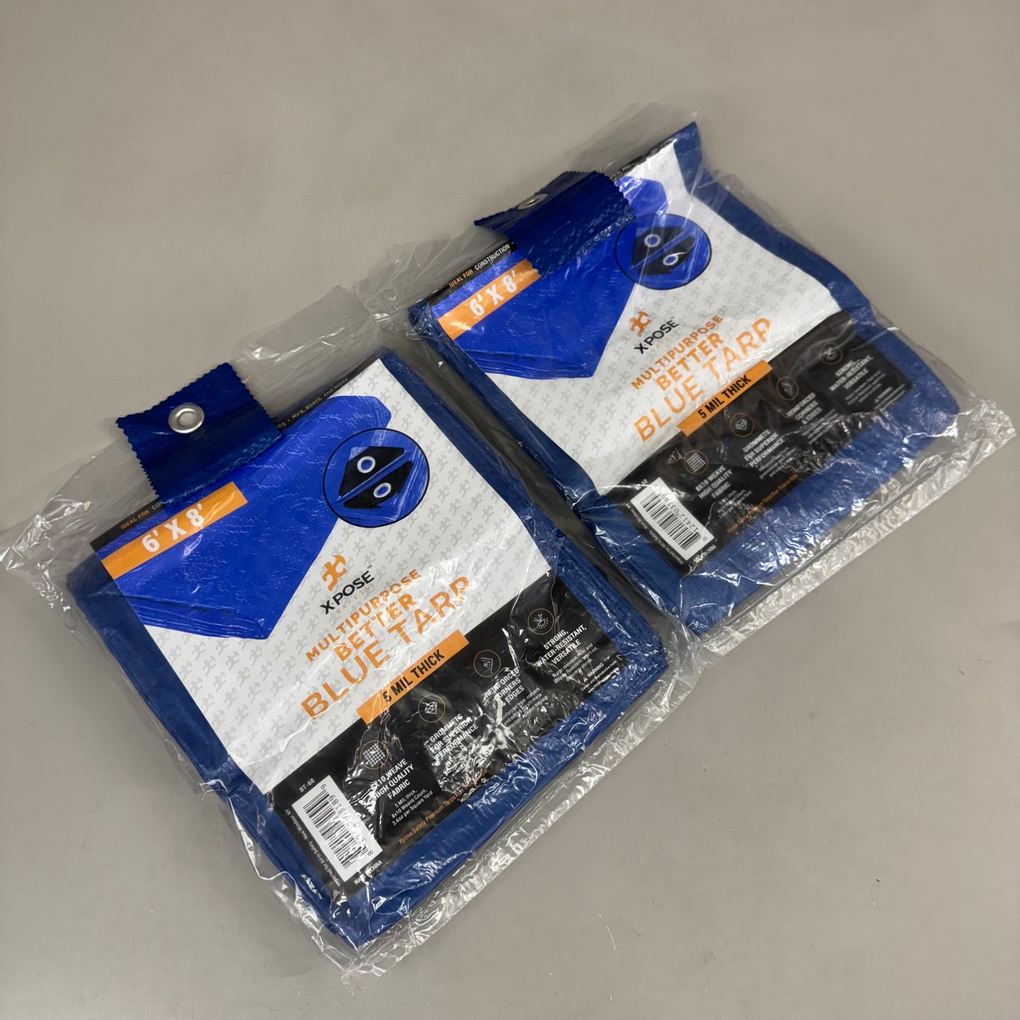 ZA@ X POSE (2 PACK) Multipurpose Better Blue Tarp 5 Mil Thick 6'x8' Blue BT-68
