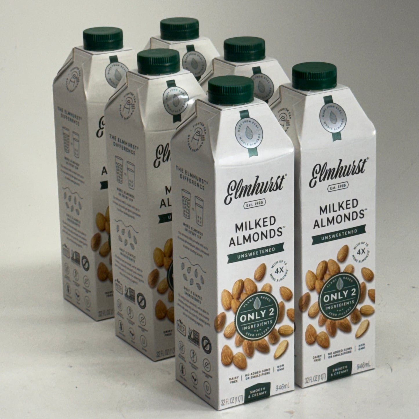 ELMHURST (6 PACK) Milked Almonds Unsweetened 32 fl oz. BB 04/27