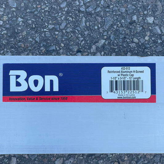 BON Reinforced Aluminum H-screed 12’ x 3-1/2” x 1-1/2” 22-512