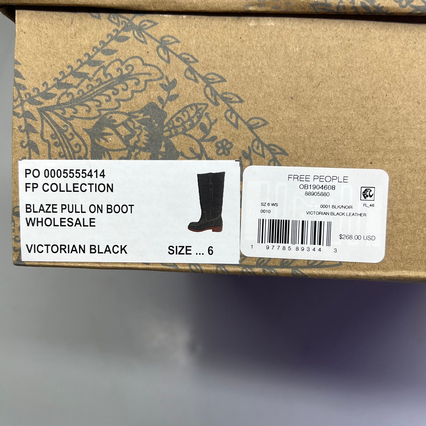 FREE PEOPLE Blaze Pull On Boot Women's Sz 6 Victorian Black Leather 88905880