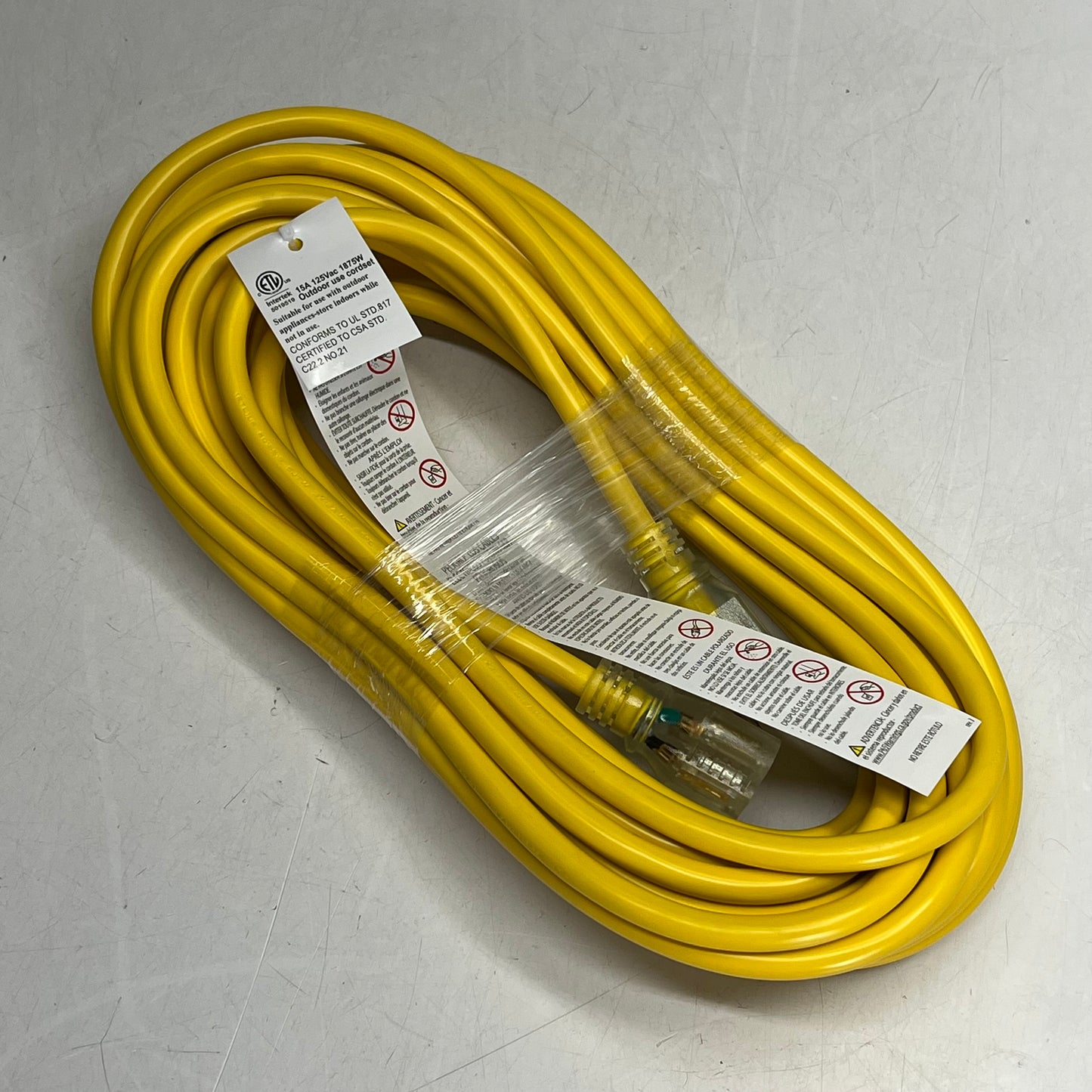 STRONGWAY Outdoor Extension Cord  15 Amps 12/3 Gauge 50' Yellow 5713536
