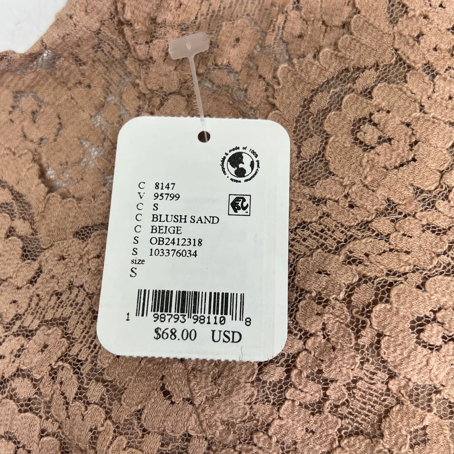 ZA@ FREE PEOPLE Fiona Lace Trim Slip Dress Women's Sz S Blush Sand 102276042 (As-Is, Small Snag on Straps)