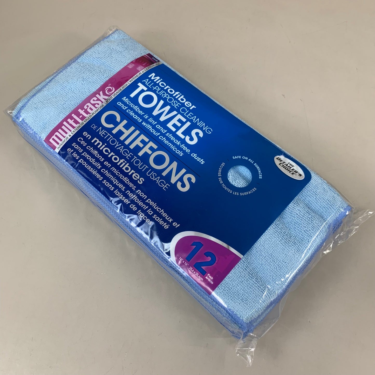 ZA@ MULTI-TASK (12 PACK) All-Purpose Cleaning Microfiber Towels 14"x14" Blue B