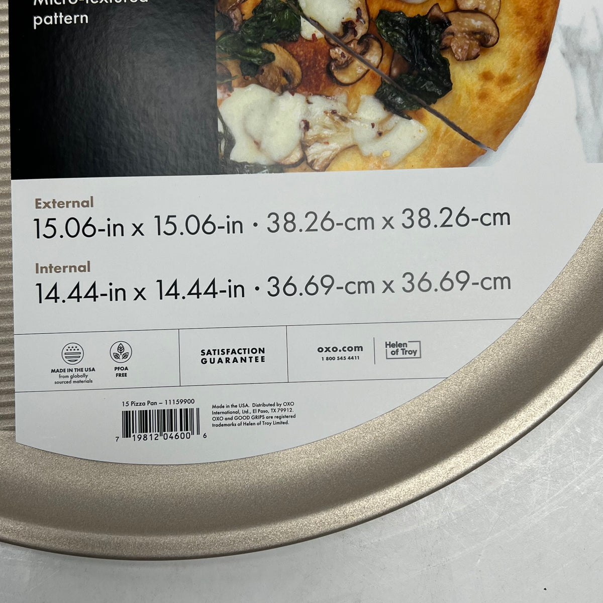 OXO Non-stick Pro Pizza Pan Heavy Gauge Aluminized Steel 15" Metallic Taupe