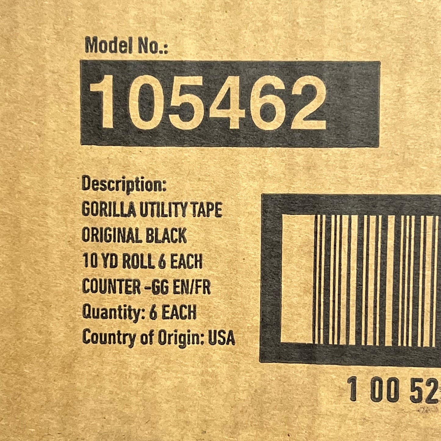 GORILLA TAPE (6 PACK) Duct Tape Double Thick Adhesive 1.88" x 10 Yd Black 105462