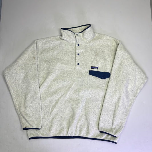 PATAGONIA Lightweight Synchilla Snap-T Pull Over Men's XL Off White/Navy (Used)