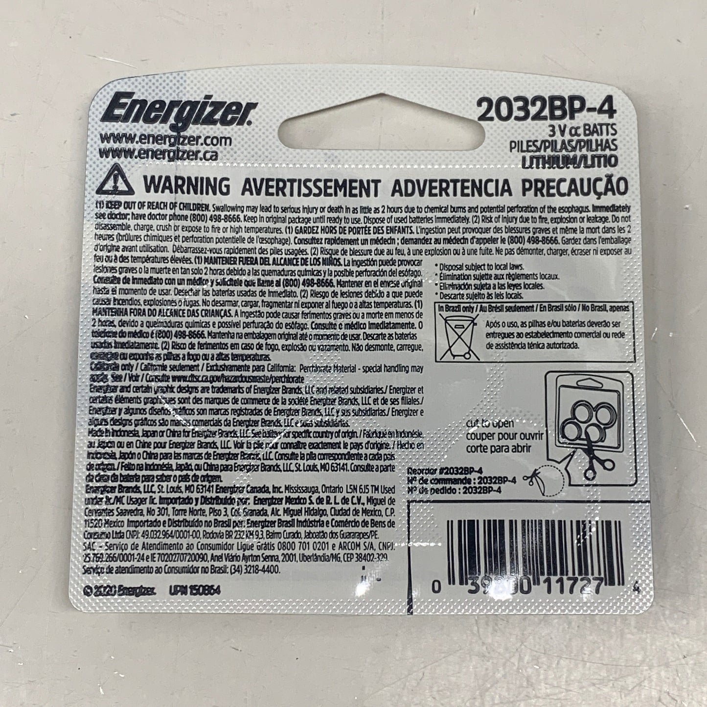 ZA@ ENERGIZER (2 PACK, 8 Total Batteries) 2032 Lithium Coin Battery for Key FOB 851179 C