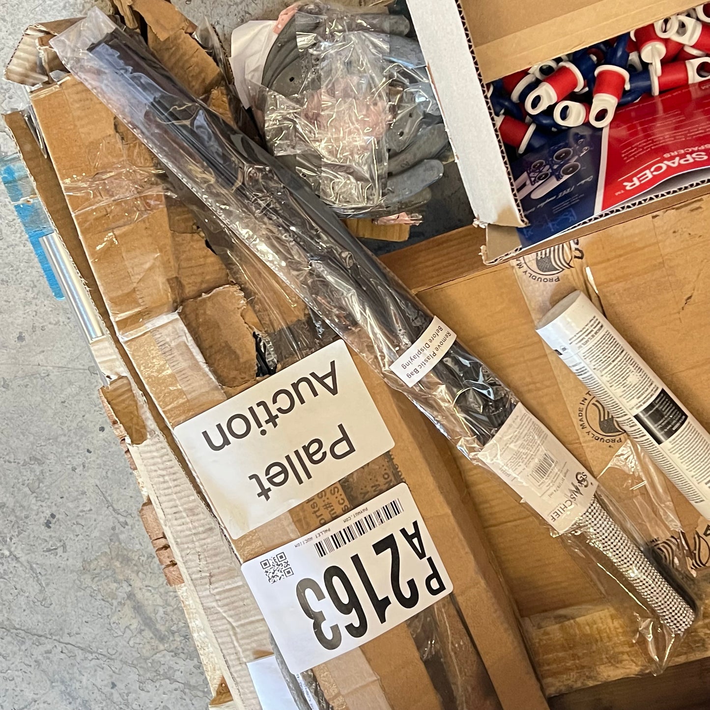 ZA@ Pallet of MIXED Hardware, Brackets, Plastic Tarp, Steel Horse Shoes, Lamination Sheets, & More!!!!! (AS-IS)