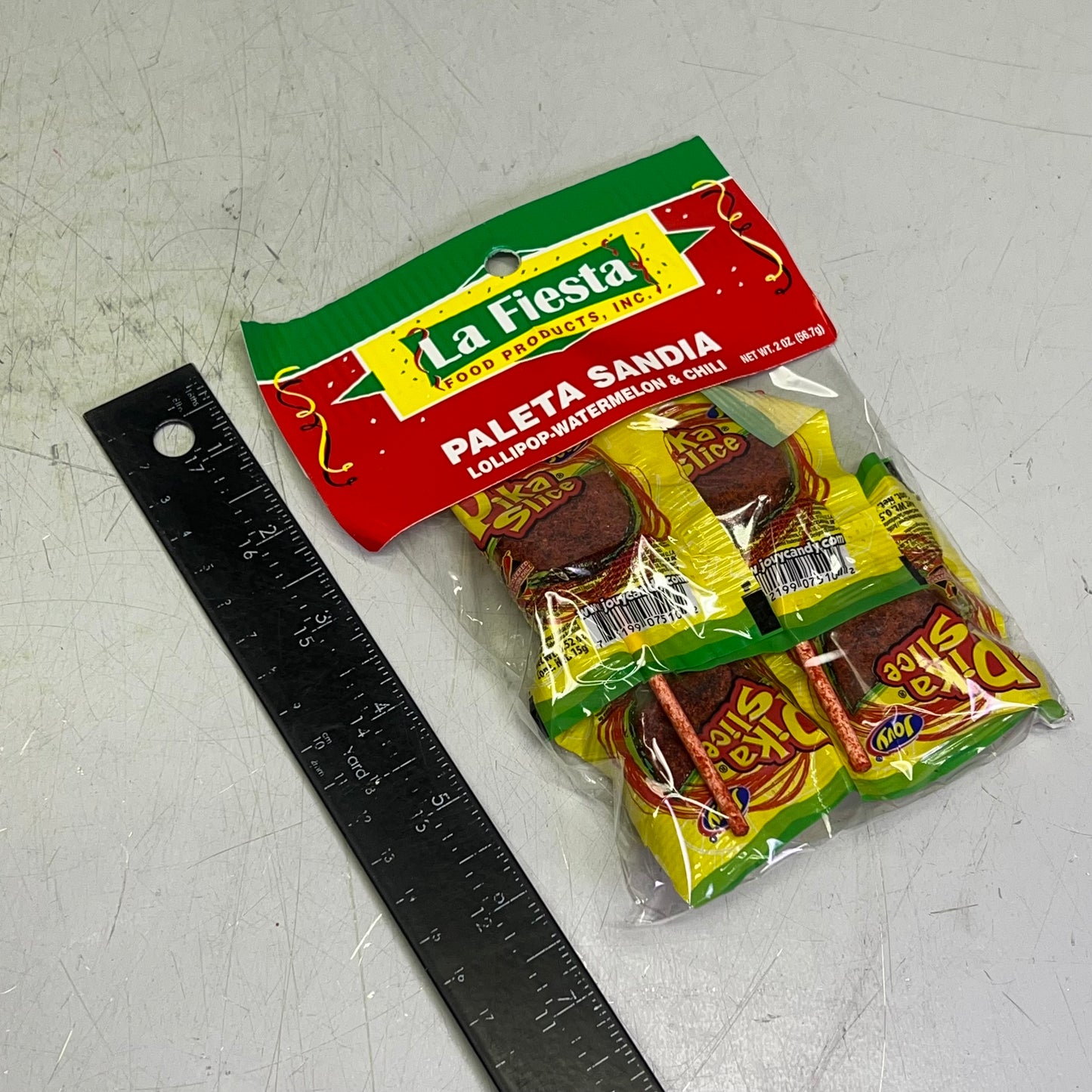 LA FIESTA (12 PACK, 4 PIECES EACH) Paleta Sandia Watermelon & Chili Lolipops 2 Oz