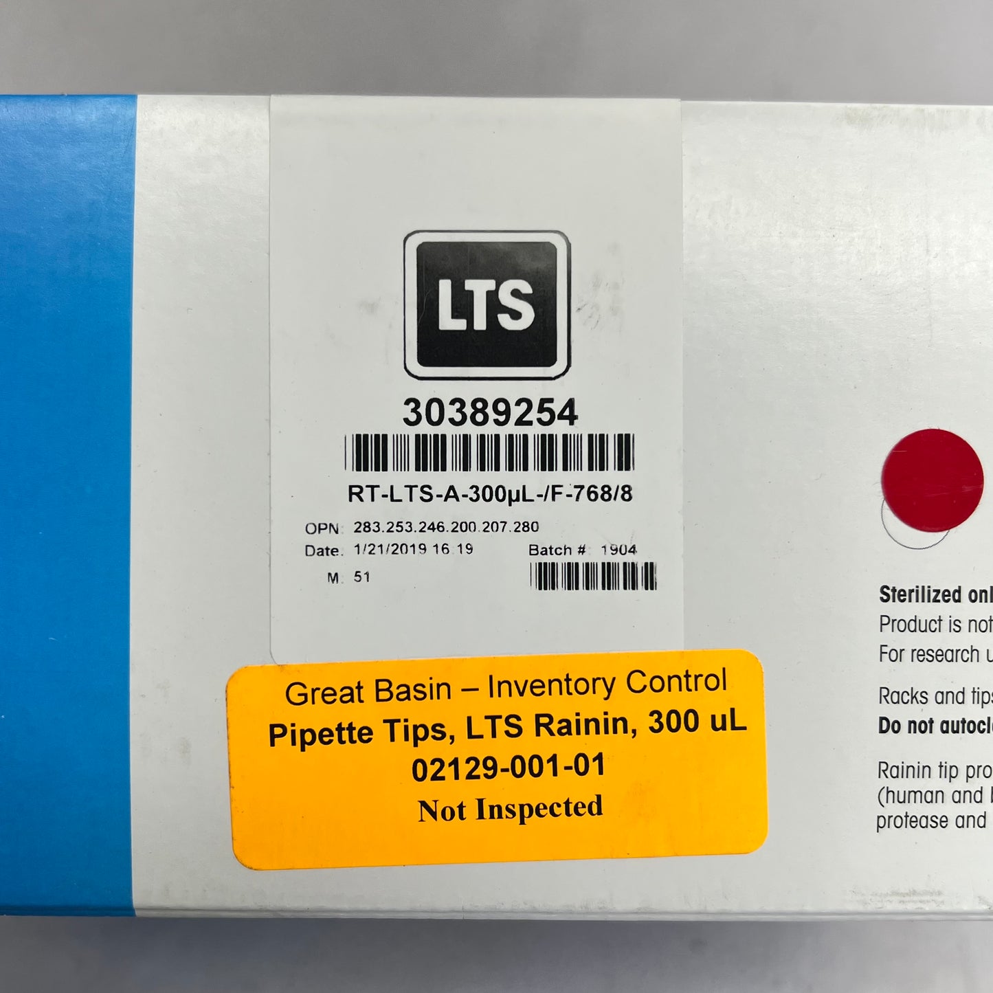 RAINN (8 PACK, 768 EACH) Pipette Tips Rt Lts Sterilized 300µL Max Vol 30389254